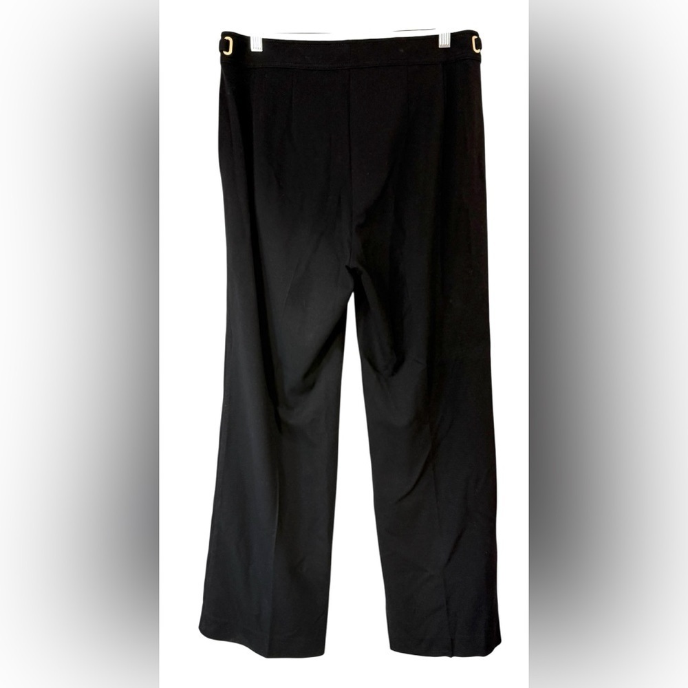 St. John Women's Wide Leg Dress Pants Black With Gold Metal Accents Size 8 - Picture 2 of 4